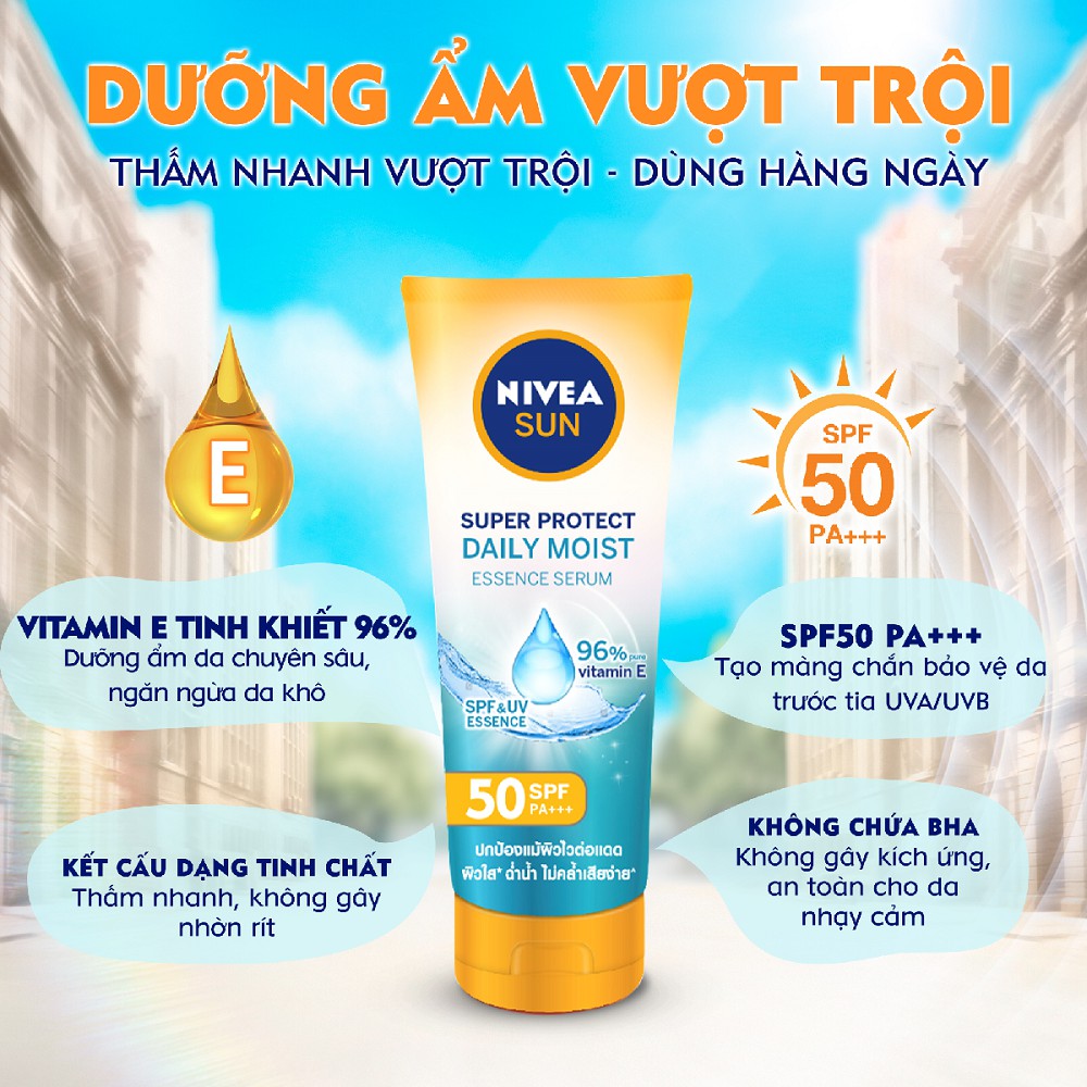 Serum chống nắng &amp; dưỡng thể toàn thân NIVEA Dưỡng ẩm vượt trội SPF50, PA+++ 86090