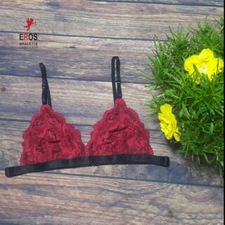 Áo lót bralette đỏ đô hoa
