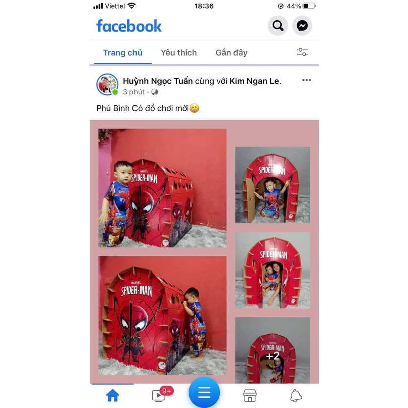 Nhà bìa carton hình người nhện Spiderman