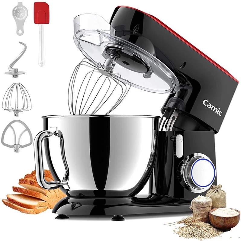 Máy nhào bột Camic 1800W thố 9L - Trộn được 1.2 kg bột khô - làm chả giò, trà bông, salad- BH 1 năm