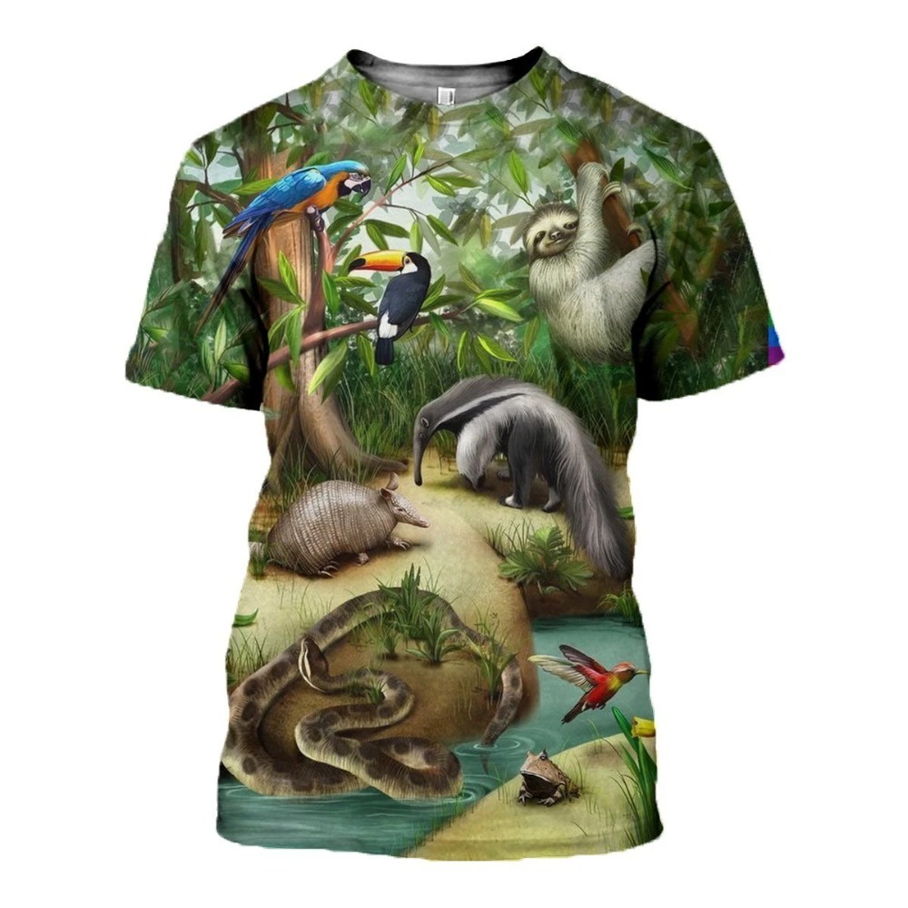 Áo Thun Tay Ngắn In Hình Con Lười/Da Animal 3D Thời Trang Mùa Hè Cho Nam