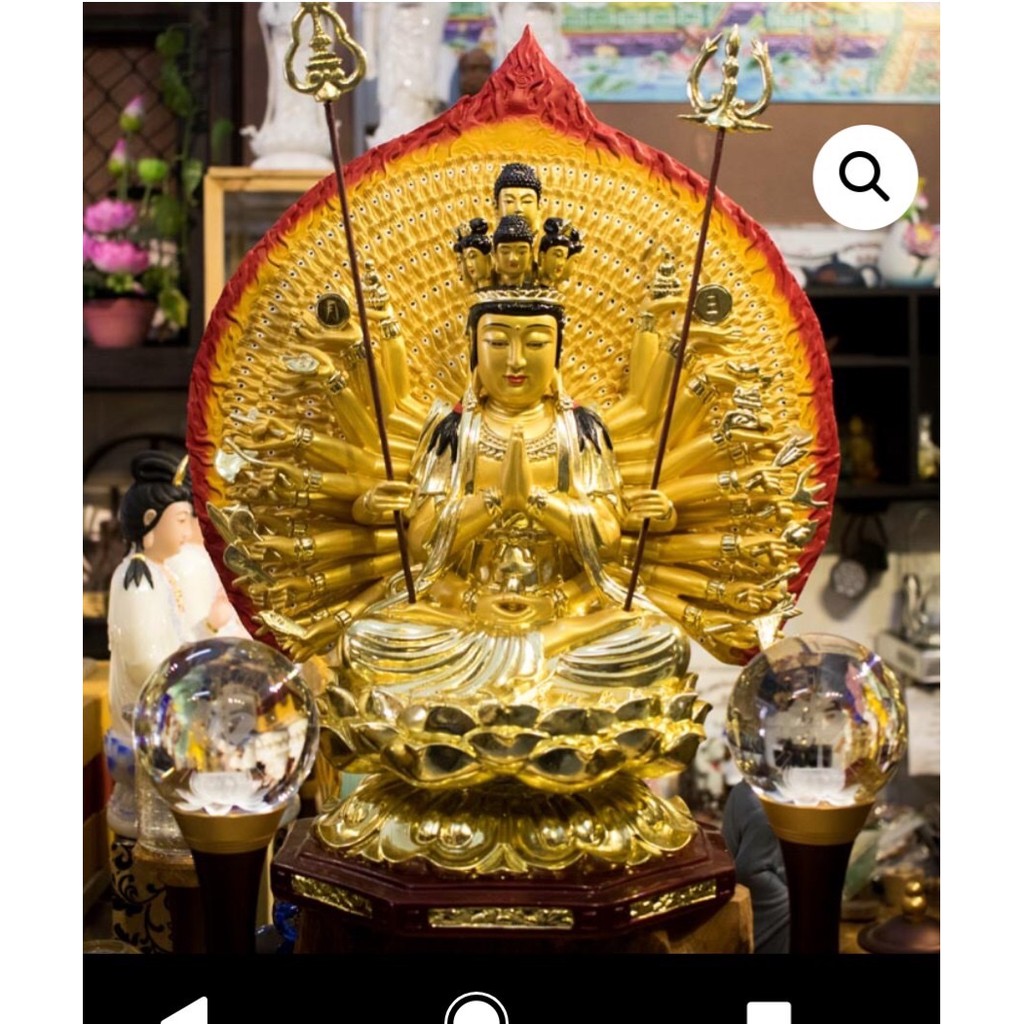 Tượng Bồ Tát Thiên Thủ Thiên Nhãn Ngàn Mắt Ngàn Tay - cao 35cm – Màu Vàng