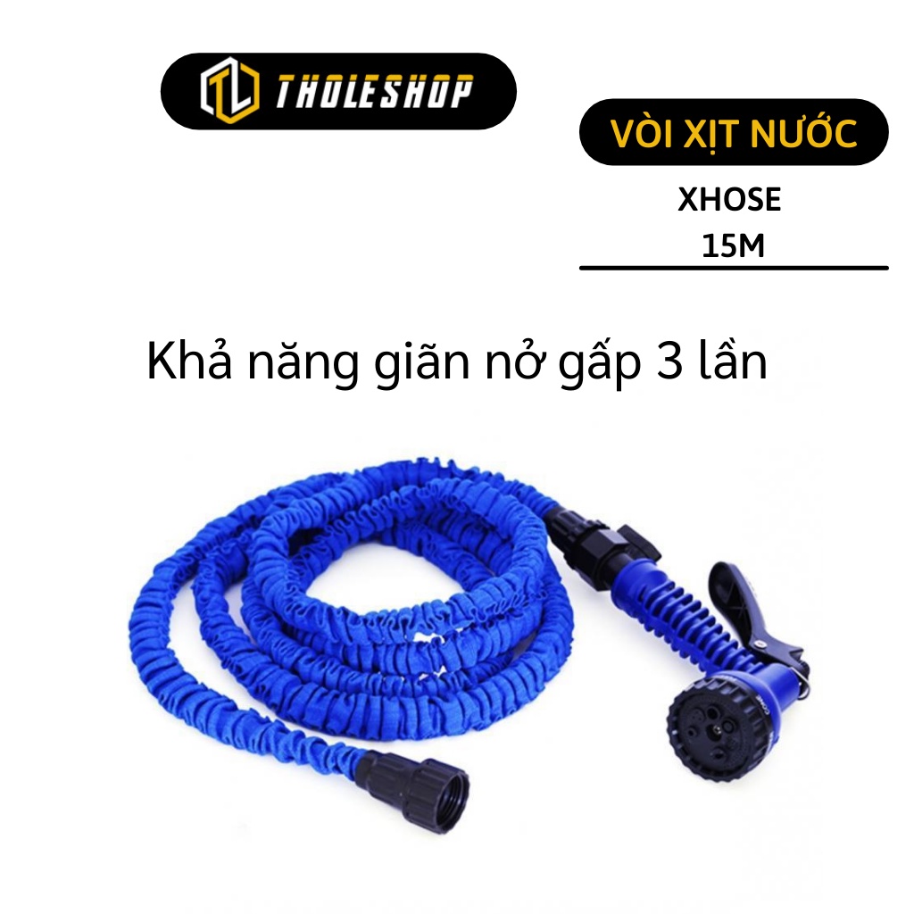 Vòi giãn nở Xhose 15M - Vòi xịt tưới cây, sân vườn, rửa xe thông minh bằng cao su và vải co giãn 3 lần 2130
