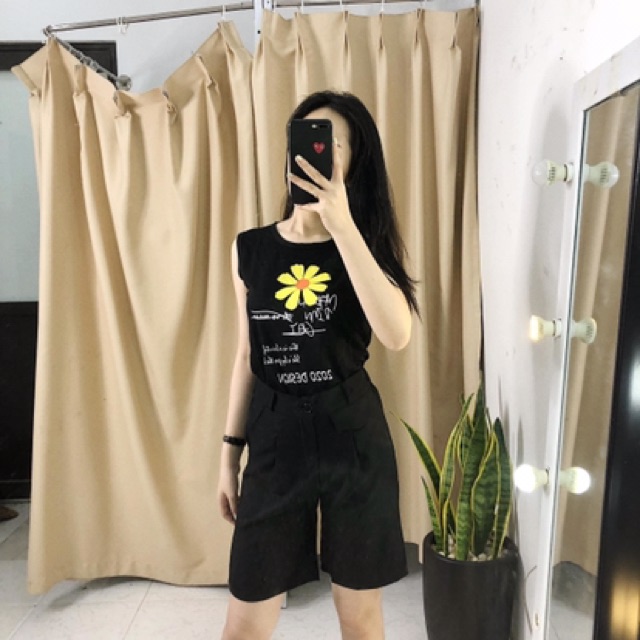 Áo ba lỗ hoa cúc