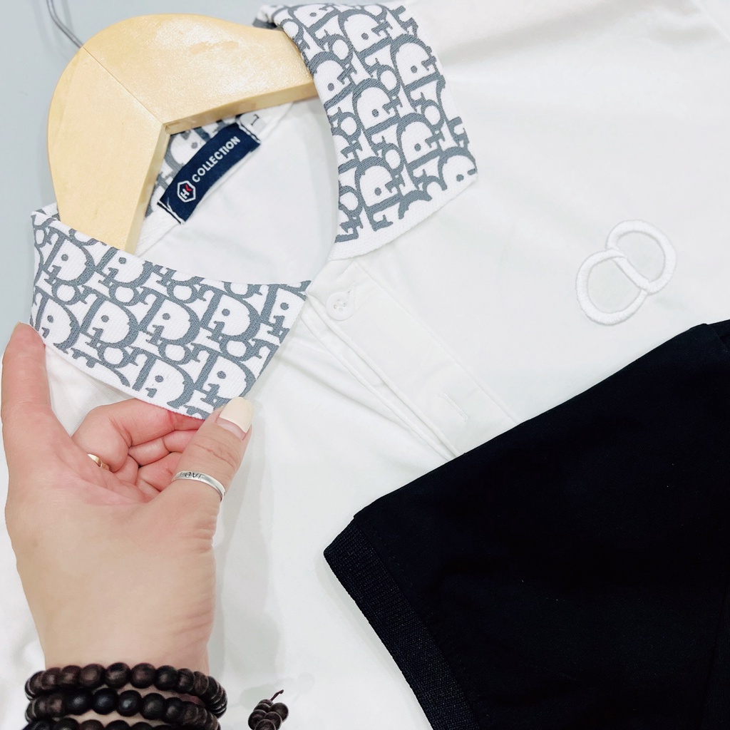 Áo Thun Nam Cổ Bẻ Logo Thêu CD Chất Cotton Tici Mềm Mát Thiết Kế Sành Điệu Cá Tính Thời Trang Hot Trend Mới