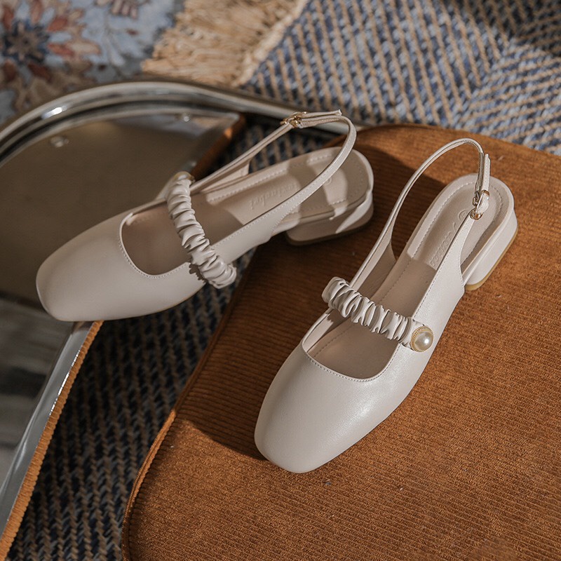 Giày bít mũi quai hậu, Giày tiểu thư Đế Vuông 3CM Xinh Xắn mã H67