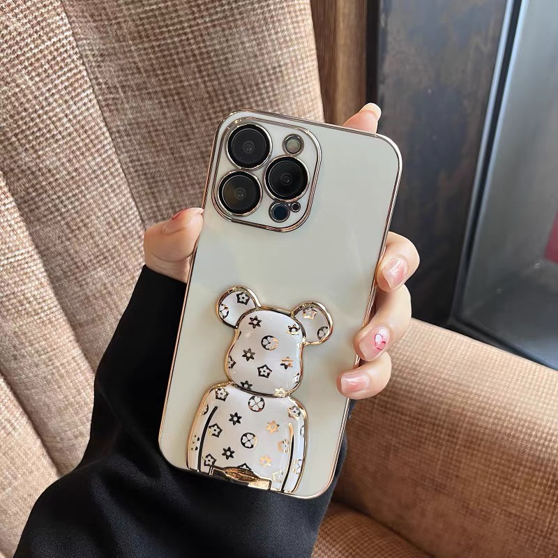 Ốp Điện Thoại Mềm Mạ Điện Hình Gấu Cho Iphone 13 pro max 12 pro max 11 pro max xs max xr x 7plus