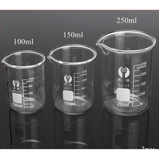 Cốc Chịu Nhiệt Thủy Tinh Chia Vạch CÓ MỎ - Cốc Thấp Thành Từ 5ml Đến 1000ml