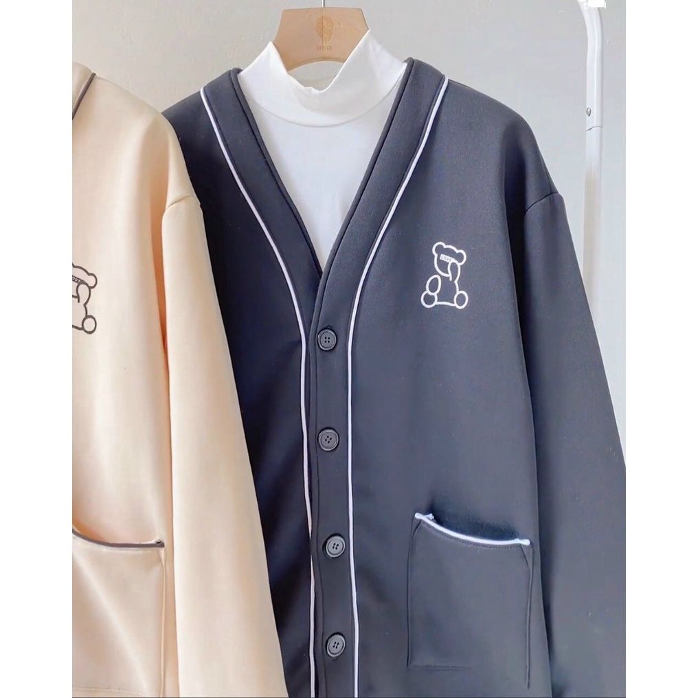 Áo Khoác Cardigan Nam Nữ Kiểu Unisex In Hình Chú Gấu Siêu Dễ Thương, Vải Nỉ Mền Mịn Ấm Áp Mẫu Hot 2022