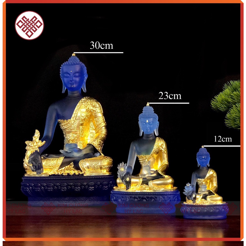 Tượng Phật Dược Sư Mật Tông [Kim Cương Hỷ Lạc] Lưu Ly Chất Liệu 100% Lưu Ly Cao Cấp Hàng Đẹp Loại 1