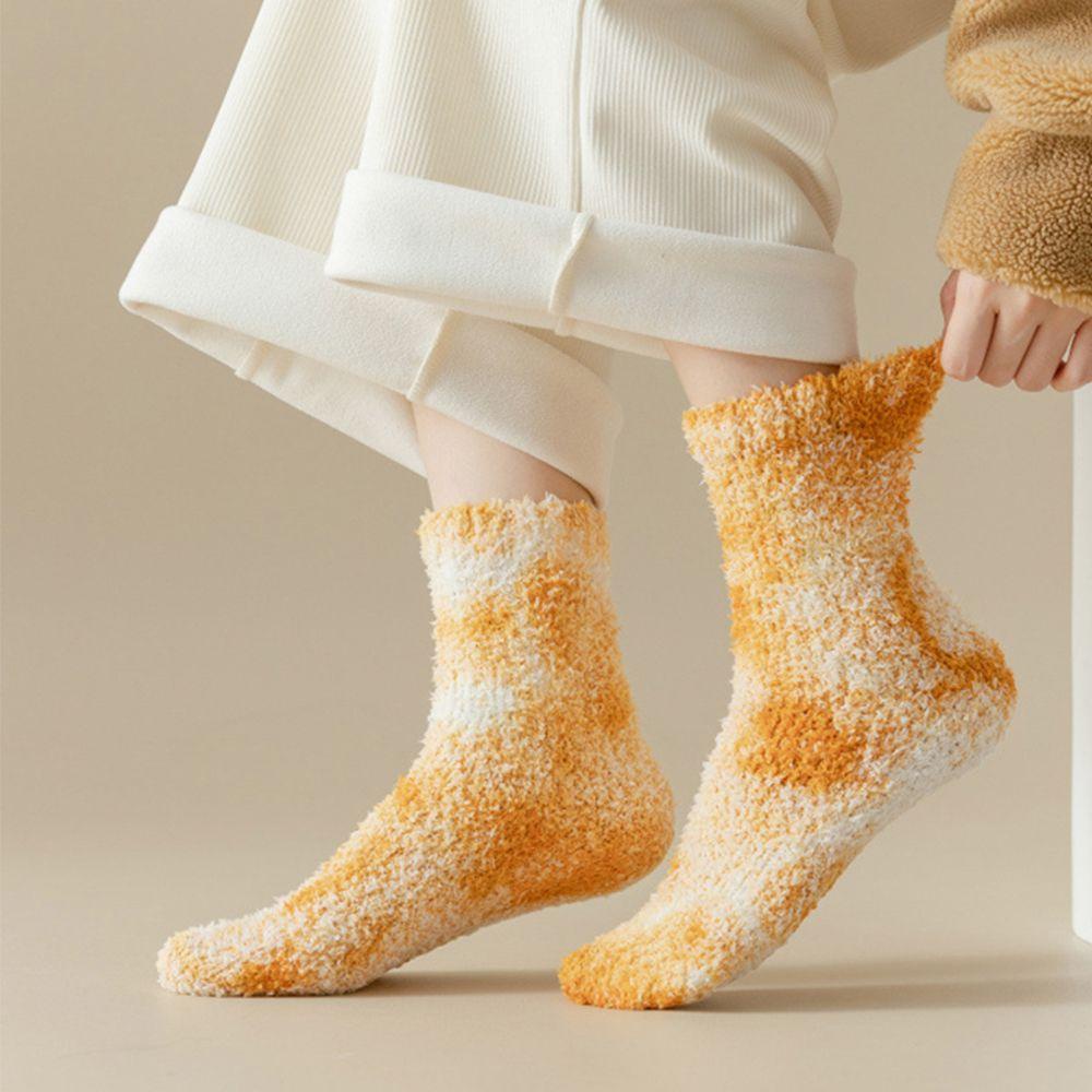 Vớ Ống Lửng Polyester Lông Cừu San Hô Dày Dặn Giữ Nhiệt Mùa Thu Đông Cho Nữ