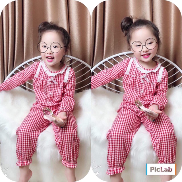 Sỉ set thô kẻ sọc màu đỏ bé gái