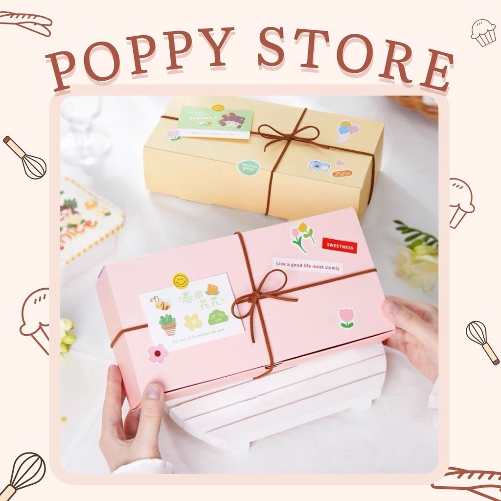 Hộp đựng bánh, kẹo, hộp giấy đựng thực phẩm, màu pastel dễ thương ,đựng quà kích thước 27x12x6cm - POPPY STORE