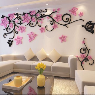 Tranh dán tường Mica 3D -  Hoa góc ngắn, tranh trang trí phòng khách, phòng ngủ, spa, nail