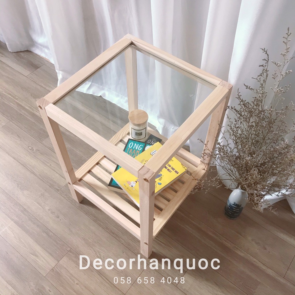 [NOWSHIP] Kệ đầu giường - Mặt kính cường lực - Gỗ thông nhập khẩu cao cấp | BigBuy360 - bigbuy360.vn