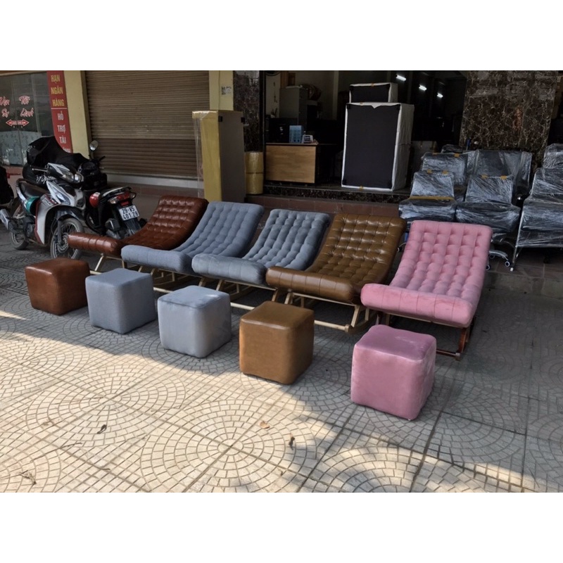 Ghế bập bênh thu gian boc nỉ- da