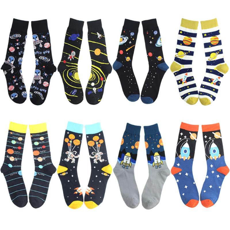 Youyo Vớ Cotton In Hình Phi Hành Gia Hành Gia Hành Tinh Tên Lửa Hệ Mặt Trời Vui Nhộn Mới Lạ Màu Sắc Tương Phản Harajuk