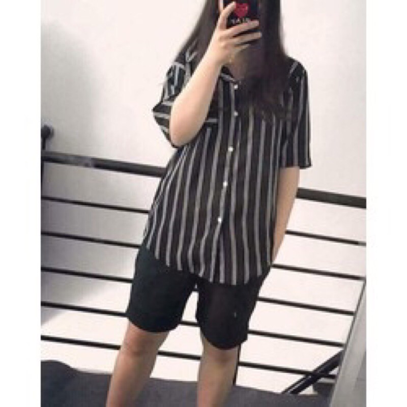 ÁO SƠ MI CỔ PIJAMA KẺ SỌC (BIG SIZE 70KG)