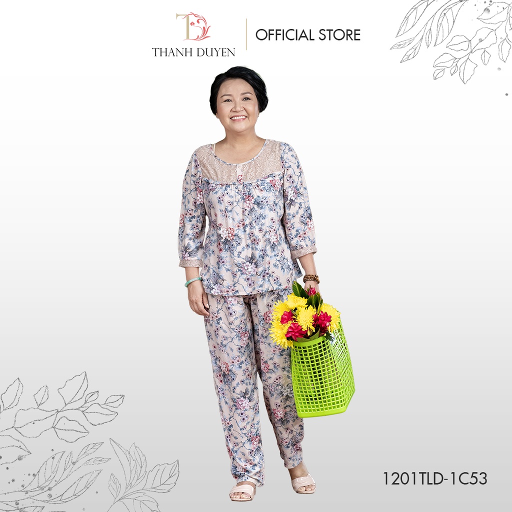 Đồ bộ Tole nữ mặc nhà Thành Duyên bông, phối ren, tay lỡ dài, không rút, thoáng mát - 1201TLD