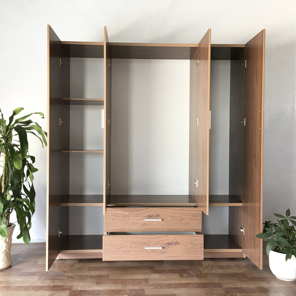 Tủ nhựa 4 cánh 2 ngăn kéo ngang 1m64 cao 1m84 TN455