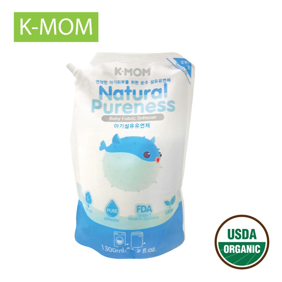 Nước xả vải hữu cơ K-Mom Hàn Quốc dạng túi 1300ml