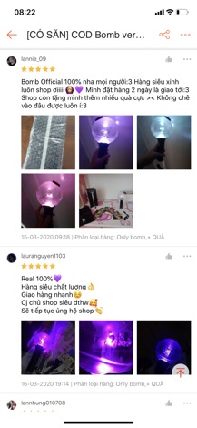 BTS Bomb Official đèn lightstick phát sáng ver 3