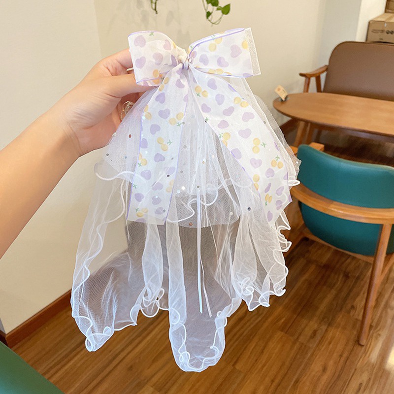 Phụ Kiện Kẹp Tóc Vải Lưới Ba Chiều Kiểu Công Chúa Đáng Yêu Dành Cho Bé Gái