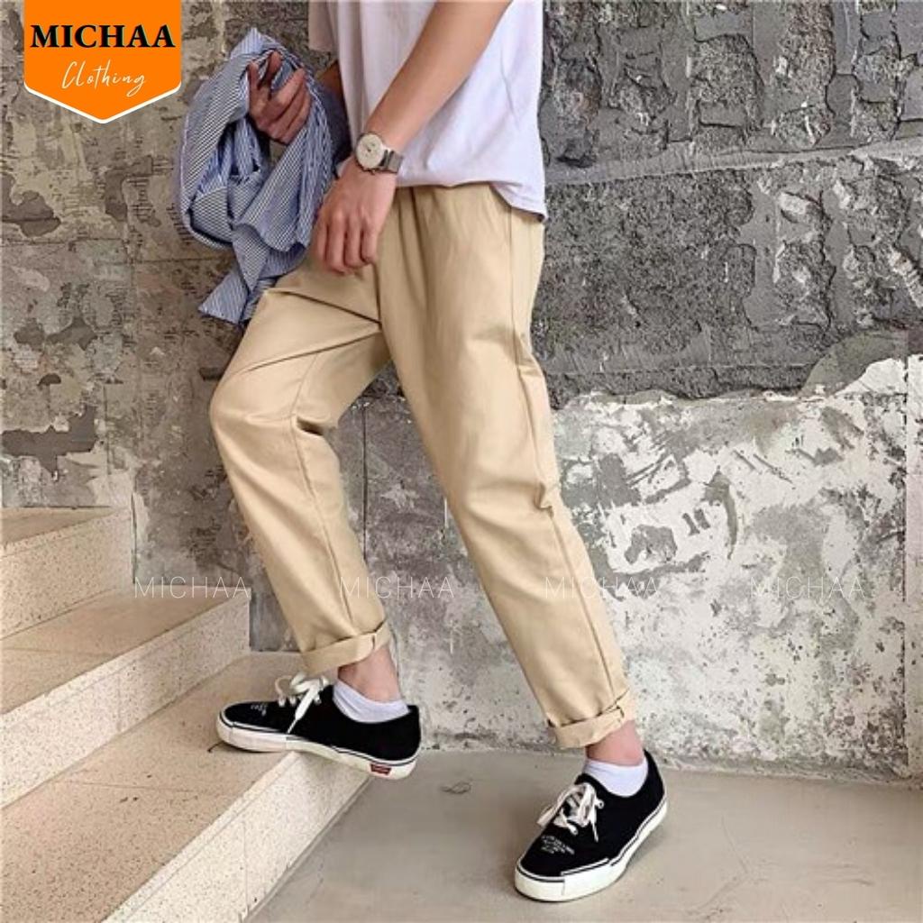 Quần KAKI TRƠN Nam Nữ Unisex Vải Loại 1 Co Giãn, Quần Bagge Kaki Ống Rộng Suông - MICHAA