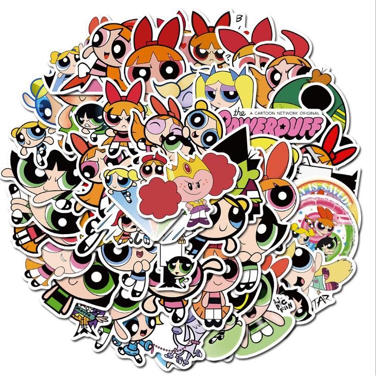 Sticker dán cao cấp The Powerpuff Girls Cực COOL ms#124