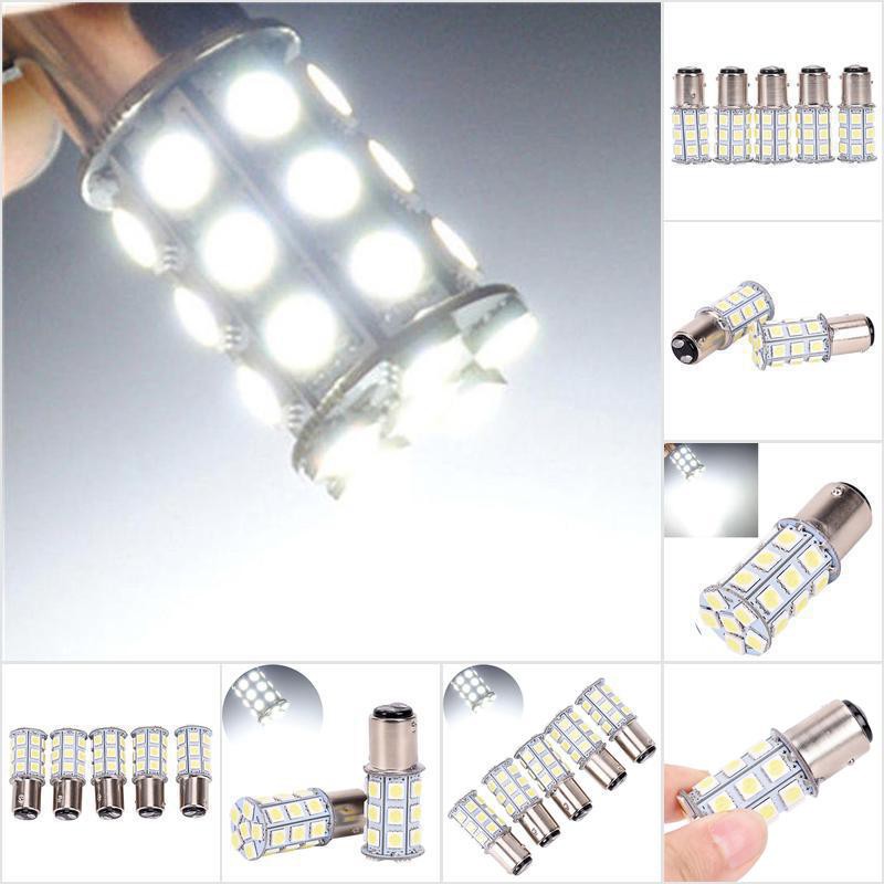 Bộ 2 đèn LED 12V LED 1157 BAY15D P21/5W 27SMD 5050 ánh sáng trắng dùng làm đèn đuôi xe ô tô