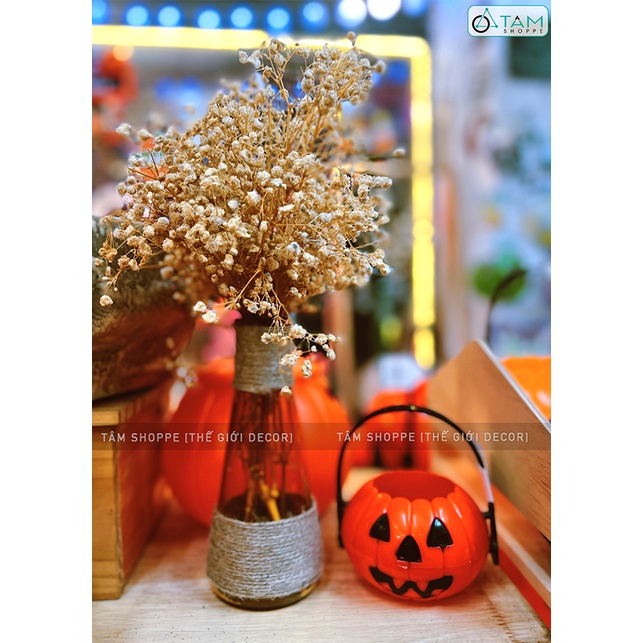 Thố đựng kẹo bí ngô Halloween có quai xách bằng nhựa HLW-TĐK-01