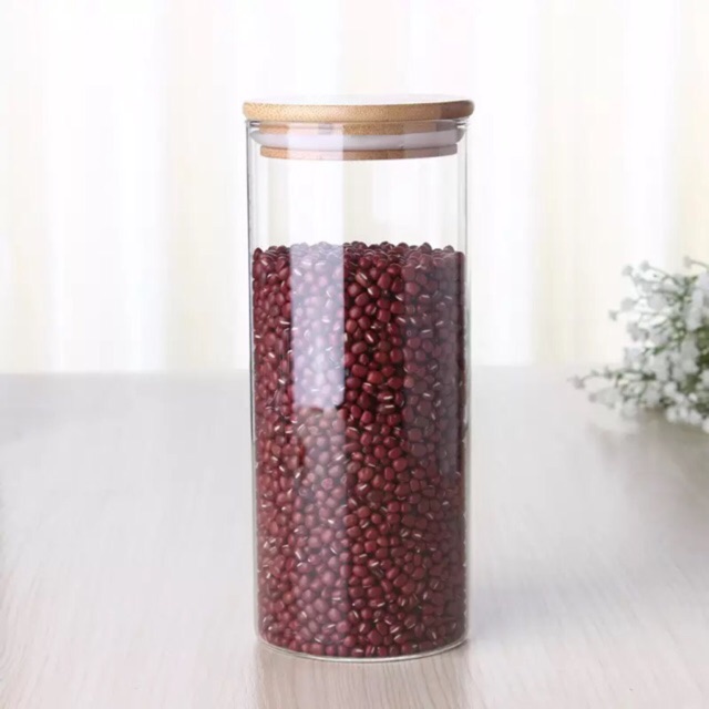 Lọ Thủy Tinh Nắp Gỗ Tre 1000ml