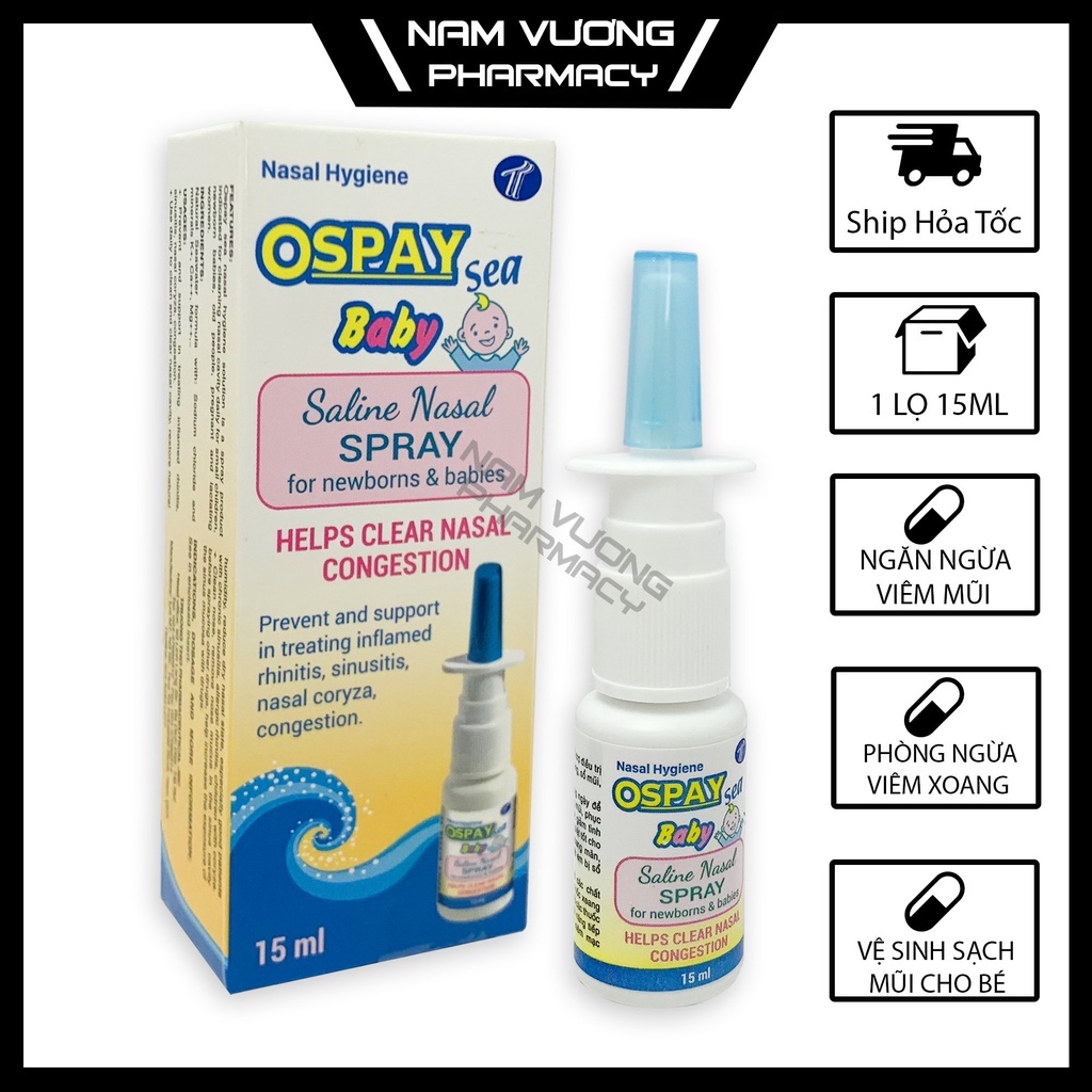 Ospay Sea Baby - Nước xịt rửa mũi, Ngăn ngừa viêm mũi, viêm xoang