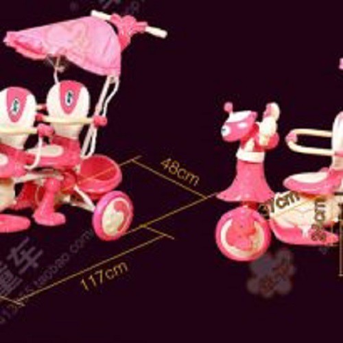 Xe đẩy đôi cho bé có nhạc bánh đúc hàng thùng - 2 chổ ngồi