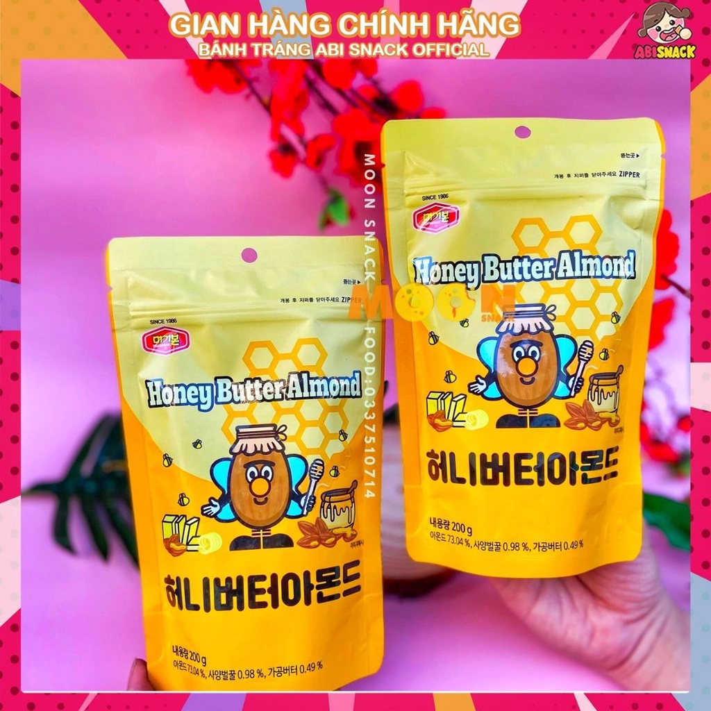 Hạnh nhân tẩm mật ong Honey Butter Almond gói 200g hãng Murgerbon nhập khẩu Hàn Quốc date mới T4/2023