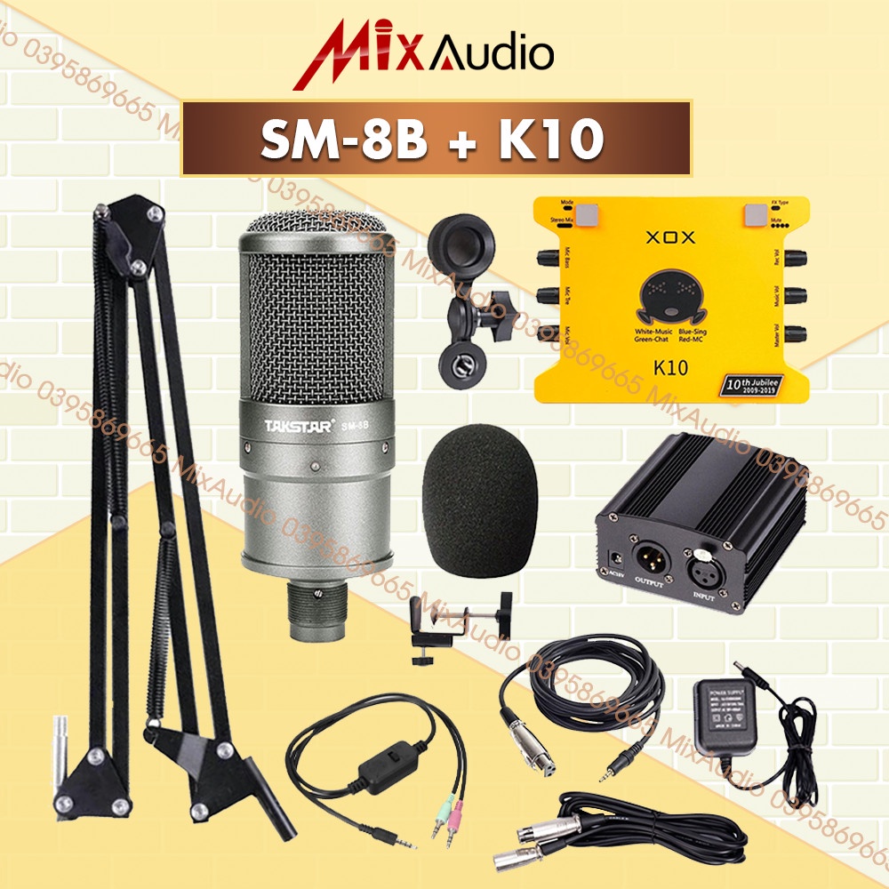 Combo Mic Thu Âm TAKSTAR SM8B, Sound card K10, Micro chuyên nghiệp, hàng chính hãng [BH 1 NĂM]