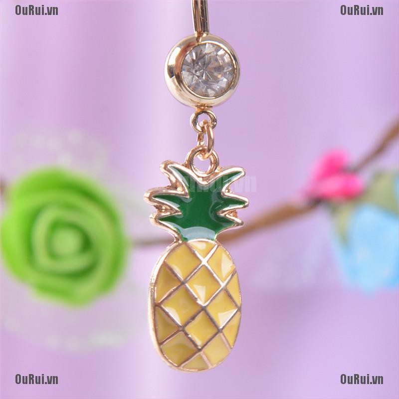 Khuyên Rốn Hình Quả Dứa Bằng Thép Y Tế Chất Lượng Cao