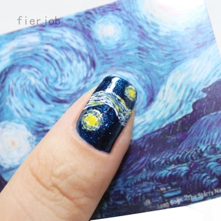 Fierjob Bluezoo Full Nail Art Sticker Van Gogh's Starry Night Fullnail Stickers