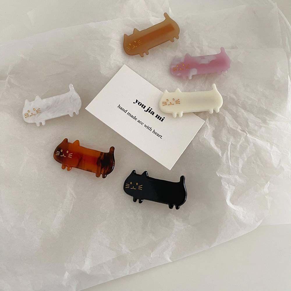 Kẹp Tóc Nhựa Hình Mèo Hoạt Hình Phong Cách Hàn Quốc Cổ Điển Ngọt Ngào Cho Nữ