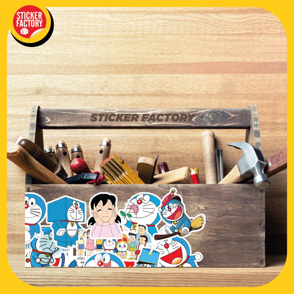 Doraemon - hộp set 100 sticker decal hình dán dễ thương, trang trí nón bảo hiểm , laptop, xe máy, ô tô - STICKER FACTORY