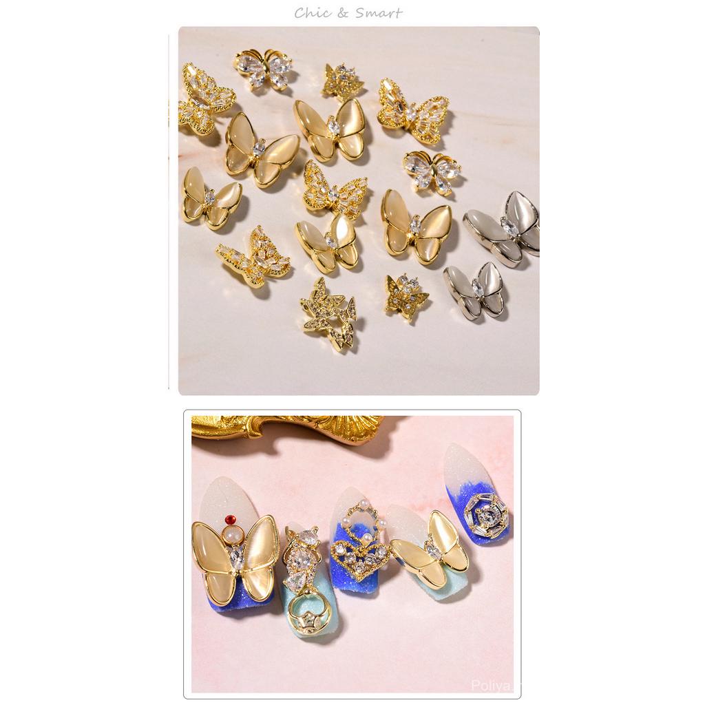 Phụ Kiện Trang Trí Móng Tay Nghệ Thuật Hình Bướm Và Nơ Sang Trọng