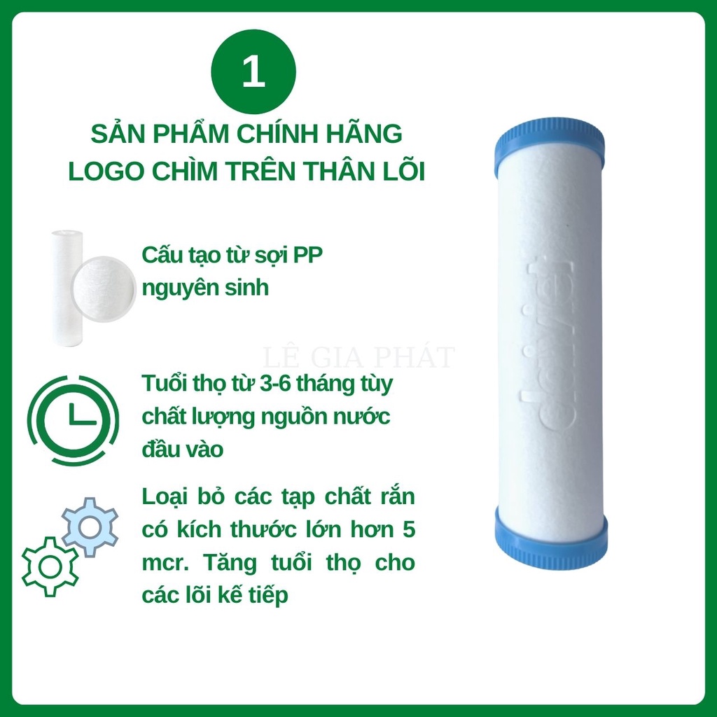 [Chính Hãng] Lõi Lọc Nước Số 1, Đại Việt - Combo 3 Lõi PP 10 inch 5 micro, Dùng Cho Các Loại Máy Lọc Nước RO