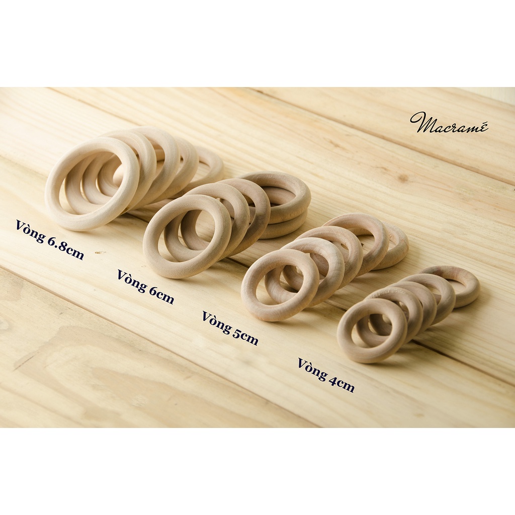 2 Vòng gỗ Khoen gỗ mộc tự nhiên 4cm,5cm,6cm,6,8cm_wooden rings_ Phụ kiện Macrame