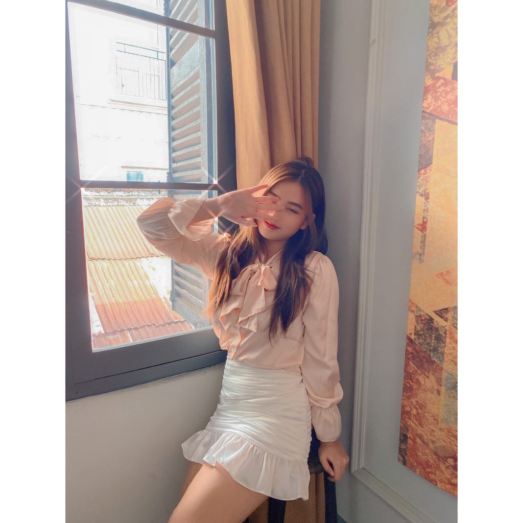 Chân váy WONDERHOUSE dập ly bèo lót lụa dự tiệc, dạo phố sang chảnh nữ tính - Rose skirt