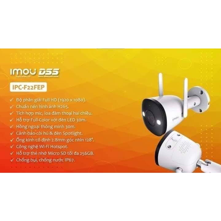 Camera WIFI Imou ngoài trời, có báo động còi hú,màu ban đêm IMOU F22FEP 2M, IMOU F42FEP 2K hãng chính hãng