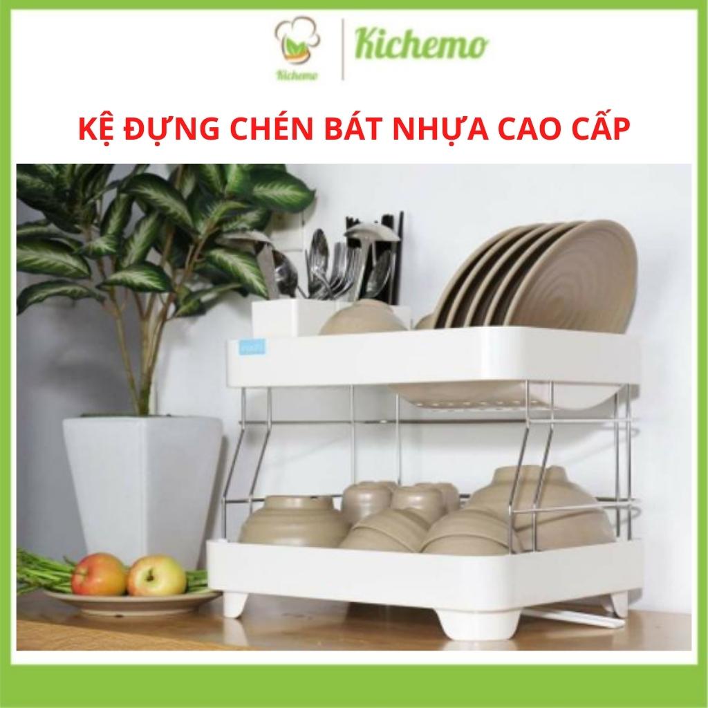 Kệ để bát đĩa Giá đựng chén đũa inox và nhựa cao cấp có khay thoát nước thông minh M13