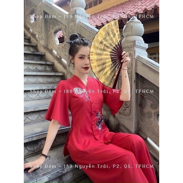 Set đồ đi chùa thêu hoa