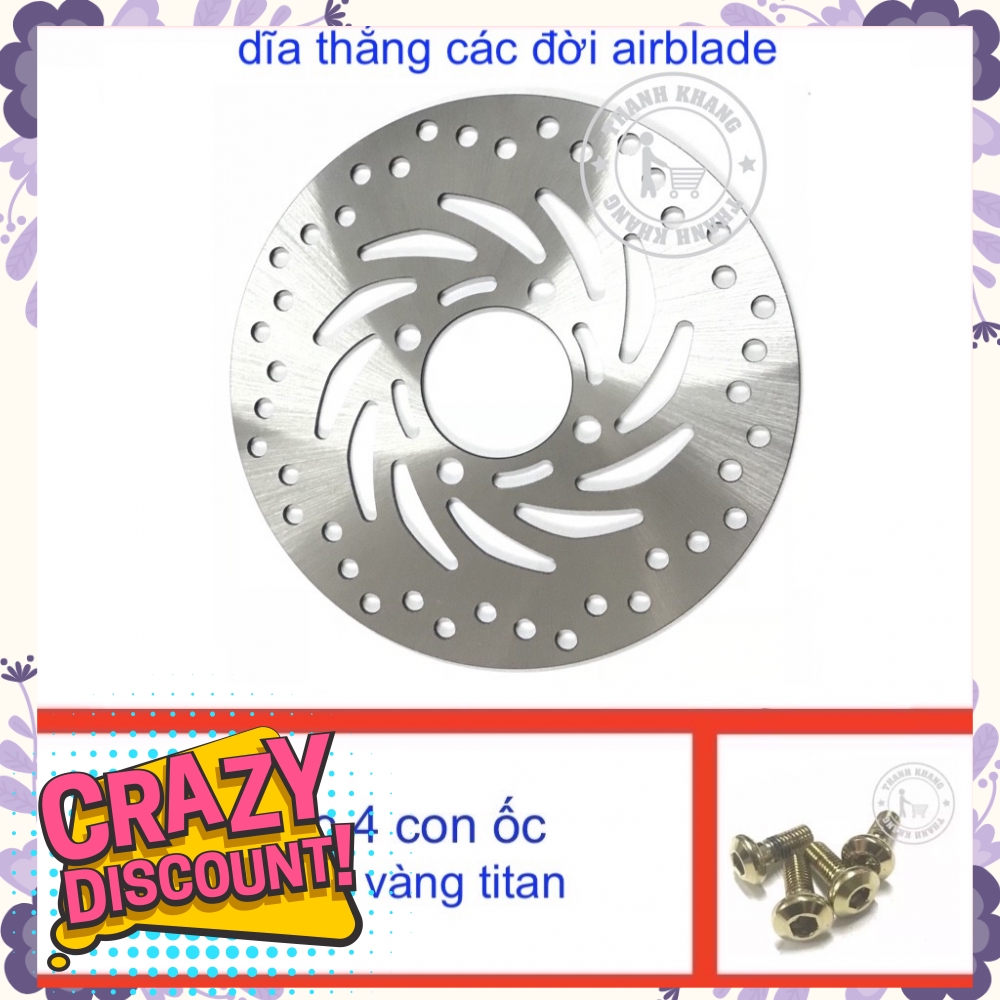 Dĩa thắng AIRBLADE siêu đẹp tặng bộ 4 con ốc dĩa thắng vàng titan thanh khang  006000476  006000009