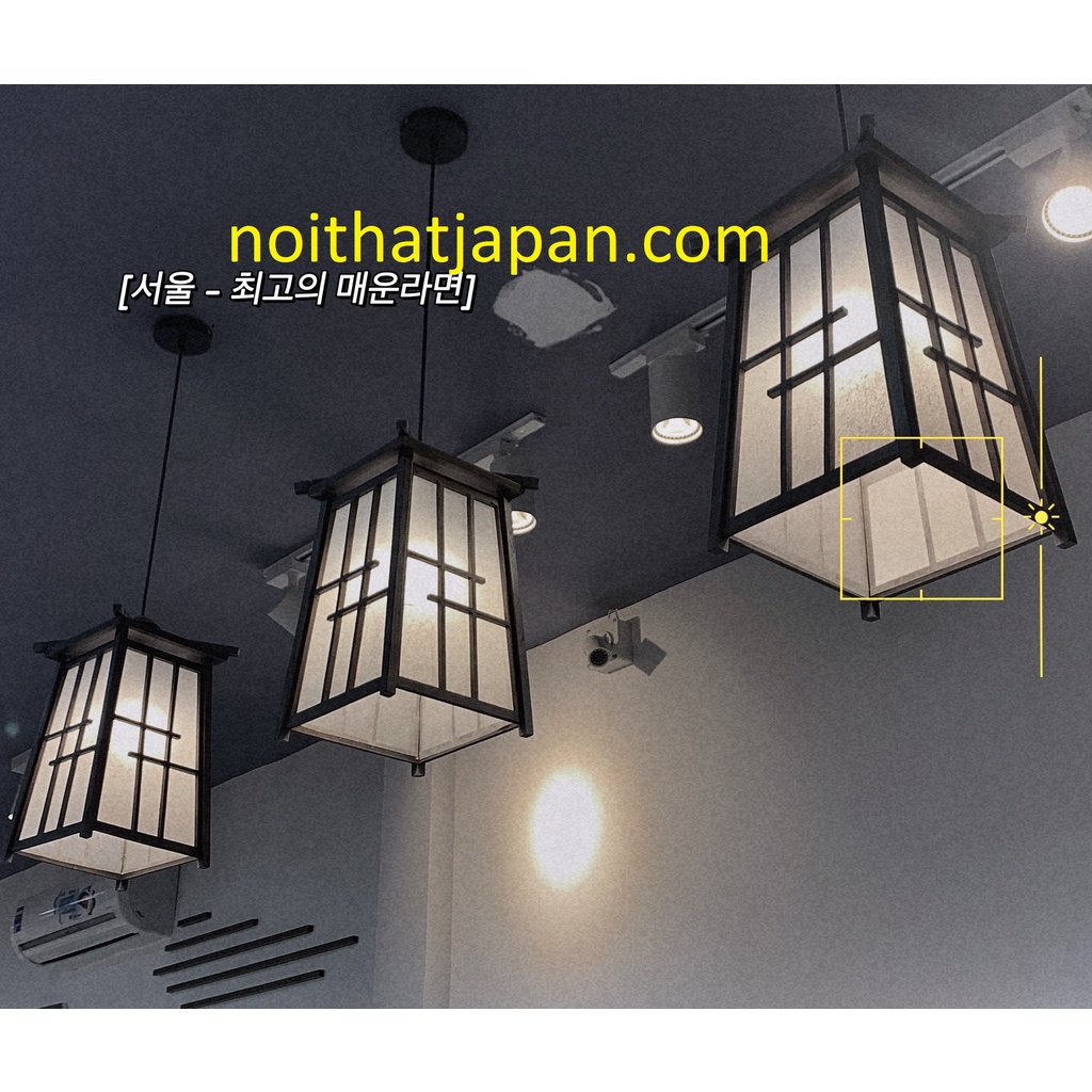 Đèn gỗ thả trần, đèn gỗ phòng trà, phòng thiền phong cách Nhật bản, gỗ Sồi tự nhiên và Shoji Nhật, kt 23 x 23 x 37cm