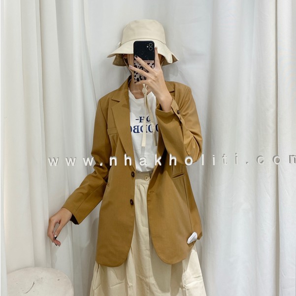 Áo khoác blazer nữ vải cotton đứng form lót demi tông màu Pastel mùa hè- freesize - AKTK038